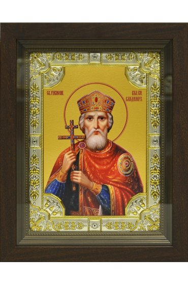 Икона Владимир Великий, 18x24 см, со стразами, в деревянном киоте, арт вк-685