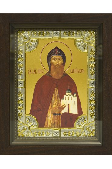 Икона Даниил Московский, 18x24 см, со стразами, в деревянном киоте, арт вк-687