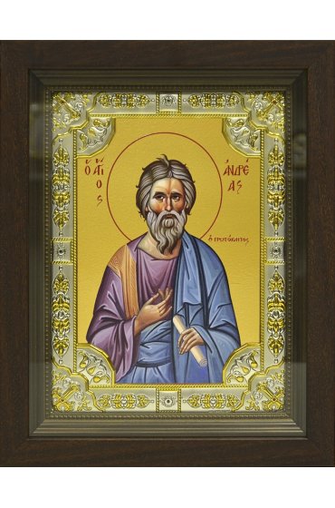 Икона Андрей Первозванный, 18x24 см, со стразами, в деревянном киоте, арт вк-698