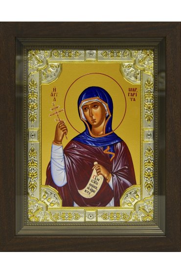 Икона Маргарита, 18x24 см, со стразами, в деревянном киоте, арт вк-755