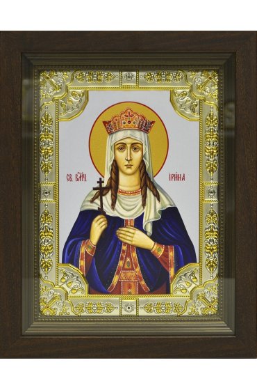 Икона Ирина Македонская, 18x24 см, со стразами, в деревянном киоте, арт вк-759