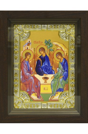 Икона Троица, 18x24 см, со стразами, в деревянном киоте, арт вк-769