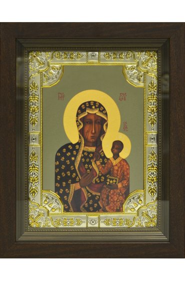 Икона Божья Матерь Ченстоховская, 18x24 см, со стразами, в деревянном киоте, арт вк-771