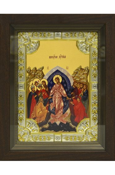 Икона Воскресение Христово, 18x24 см, со стразами, в деревянном киоте, арт вк-774