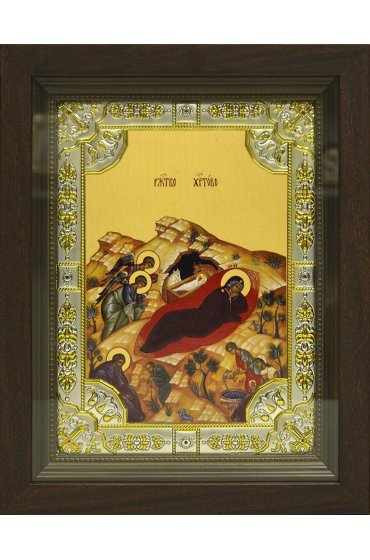 Икона Рождество Христово, 18x24 см, со стразами, в деревянном киоте, арт вк-775