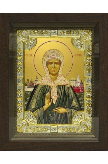 Икона Матрона Московская, 18x24 см, со стразами, в деревянном киоте, арт вк-801