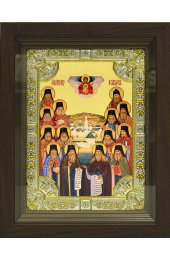 Икона Оптинские Старцы, 18x24 см, со стразами, в деревянном киоте, арт вк-802