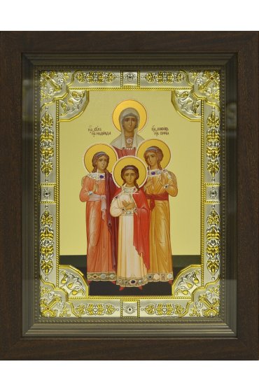 Икона София, Вера, Надежда, Любовь, 18x24 см, со стразами, в деревянном киоте, арт вк-807