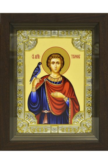 Икона Трифон, 18x24 см, со стразами, в деревянном киоте, арт вк-817