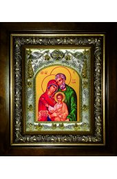 Икона Святое семейство 20x24 см в серебряном окладе в деревянном киоте, арт вк-844