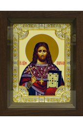 Икона Платон Священномученик 24x30 см в серебряном окладе со стразами в деревянном киоте, арт вк-903
