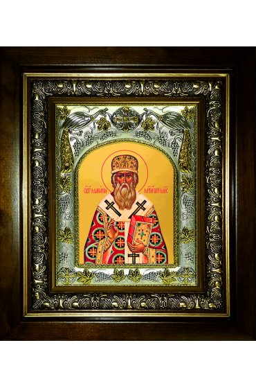 Икона Макарий митрополит Московский 20x24 см в серебряном окладе в киоте, арт вк-908