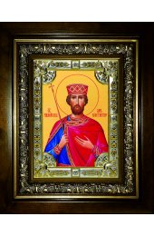 Икона Константин Равноапостольный 24x30 см в серебряном окладе со стразами в деревянном киоте, арт вк-920