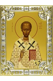 Икона Иоанн Златоуст 18х24 см в серебряном окладе, арт вк-934