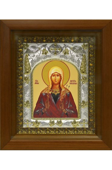 Икона Виктория Кордубская 20x24 см в серебряном окладе в киоте, арт вк-967