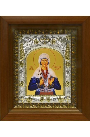 Икона Злата (Хриса Хрисия) Могленская 20x24 см в серебряном окладе в киоте, арт вк-977