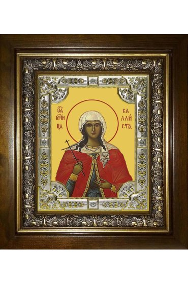 Икона Каллиста Никомидийская 18x24 в серебряном окладе и деревянном киоте, арт вк-7221