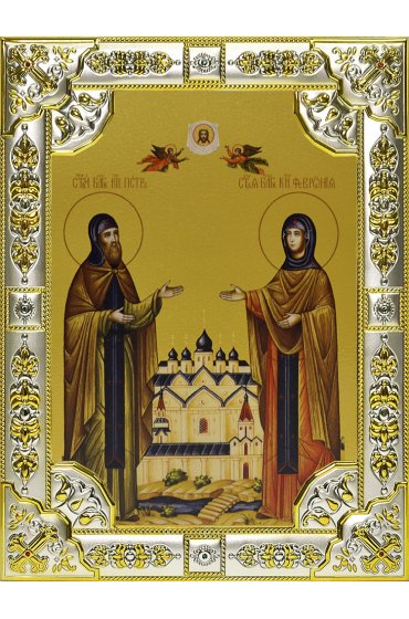 Икона Петр и Феврония благоверные, 18 х 24, со стразами, арт вк-566