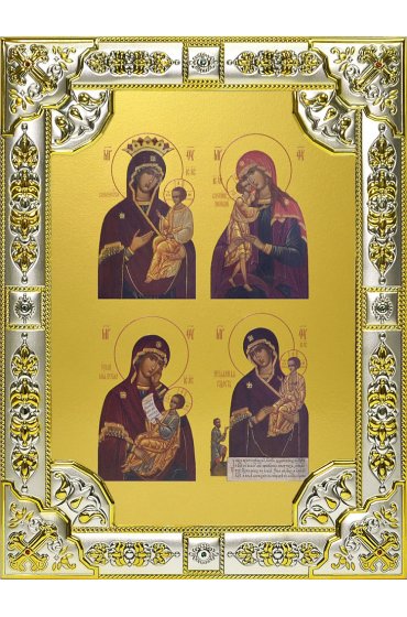 Икона Божья Матерь Четырехчастная, 18 х 24, со стразами, арт вк-725