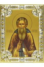Икона Сергий Радонежский серебро, 18 х 24, со стразами, арт вк-621