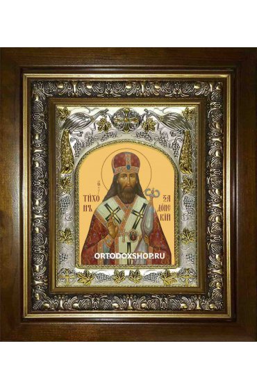 Икона Тихон Задонский, 14x18 см, в деревянном киоте 20х24 см, арт вк-2337