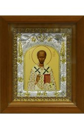 Икона Иоанн (Иван) Златоуст, 14x18 см, в деревянном киоте 20х24 см, арт вк-365
