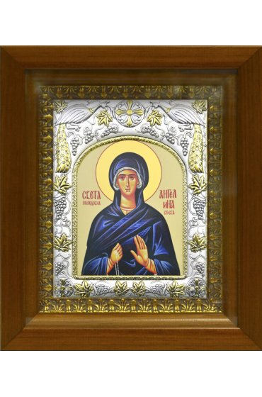 Икона Ангелина Сербская Блаженная, 14x18 см, в деревянном киоте 20х24 см, арт вк-368