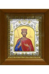 Икона Константин равноапостольный царь, 14x18 см, в деревянном киоте 20х24 см, арт вк-494