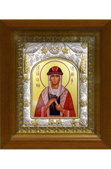 Икона София Слуцкая, 14x18 см, в деревянном киоте 20х24 см, арт вк-499