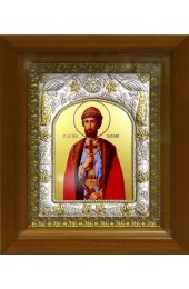 Икона Святой князь Святослав Юрьевский Владимирский, 14x18 см, в деревянном киоте 20х24 см, арт вк-502