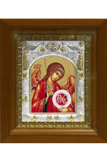 Икона Михаил Архангел, 14x18 см, в деревянном киоте 20х24 см, арт вк-370