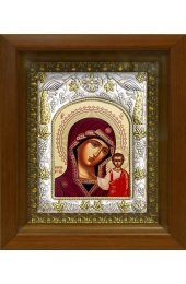 Икона Божья Матерь Казанская, 14x18 см, в деревянном киоте 20х24 см, арт вк-371