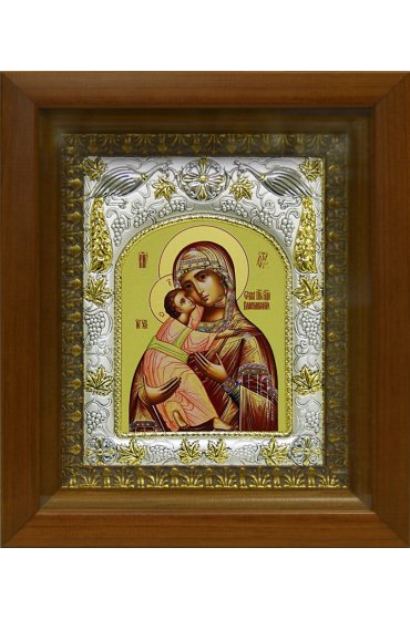 Икона Божья Матерь Владимирская, 14x18 см, в деревянном киоте 20х24 см, арт вк-372