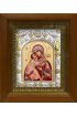 Икона Божьей Матери Владимирской, 14x18 см, в деревянном киоте 20х24 см, арт вк-373