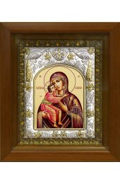 Икона Божья Матерь Феодоровская, 14x18 см, в деревянном киоте 20х24 см, арт вк-379