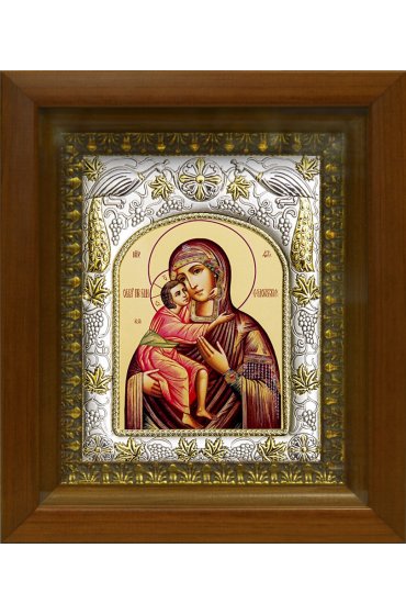 Икона Божья Матерь Феодоровская, 14x18 см, в деревянном киоте 20х24 см, арт вк-379