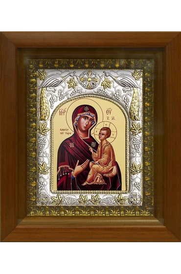 Икона Божья Матерь Тихвинская, 14x18 см, в деревянном киоте 20х24 см, арт вк-382