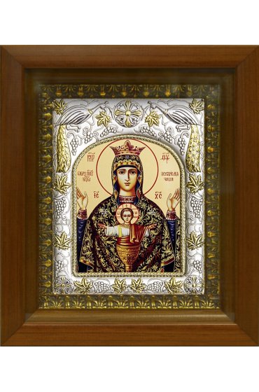 Икона Божья Матерь Неупиваемая чаша, 14x18 см, в деревянном киоте 20х24 см, арт вк-388