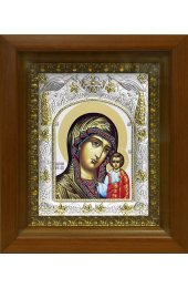 Икона Божья Матерь Казанская, 14x18 см, в деревянном киоте 20х24 см, арт вк-389