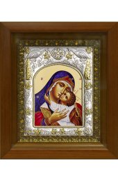 Икона Божья Матерь Умиление, 14x18 см, в деревянном киоте 20х24 см, арт вк-392
