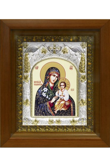 Икона Божья Матерь Неувядаемый Цвет, 14x18 см, в деревянном киоте 20х24 см, арт вк-394