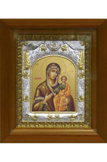 Икона Божья Матерь Смоленская, 14x18 см, в деревянном киоте 20х24 см, арт вк-396