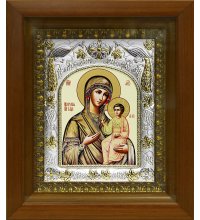 Икона Божья Матерь Иверская, 14x18 см, в деревянном киоте 20х24 см, арт вк-400