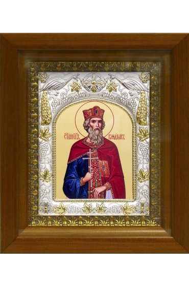 Икона Владимир равноапостольный великий князь, 14x18 см, в деревянном киоте 20х24 см, арт вк-403