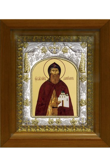 Икона Даниил Московский благоверный князь, 14x18 см, в деревянном киоте 20х24 см, арт вк-405