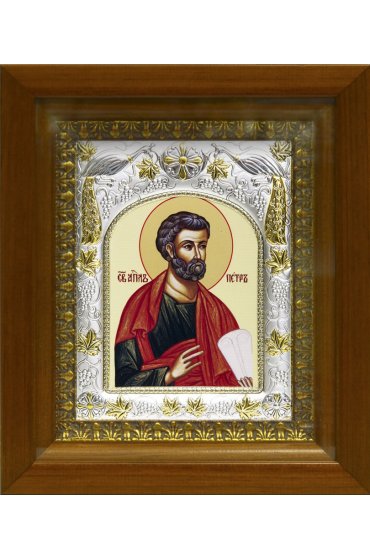 Икона Петр апостол, 14x18 см, в деревянном киоте 20х24 см, арт вк-422