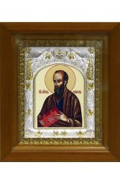 Икона Павел апостол, 14x18 см, в деревянном киоте 20х24 см, арт вк-423