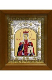 Икона Людмила мученица, 14x18 см, в деревянном киоте 20х24 см, арт вк-430