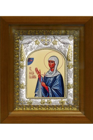 Икона Галина Коринфская мученица, 14x18 см, в деревянном киоте 20х24 см, арт вк-434