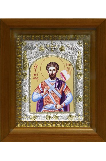 Икона Феодор (Фёдор) Тирон, 14x18 см, в деревянном киоте 20х24 см, арт вк-440